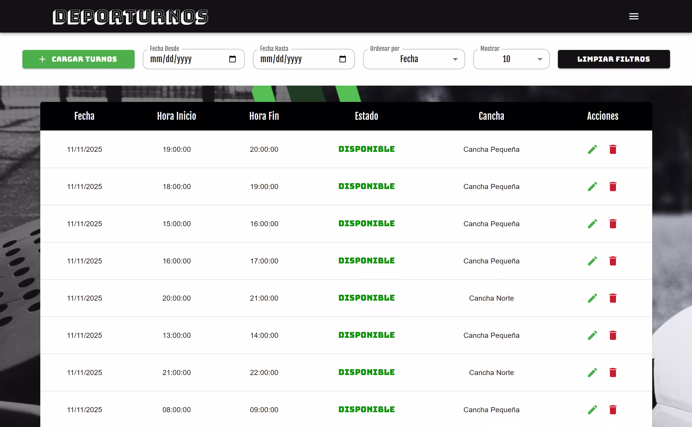 Captura de pantalla en escritorio #3 de Deporturnos