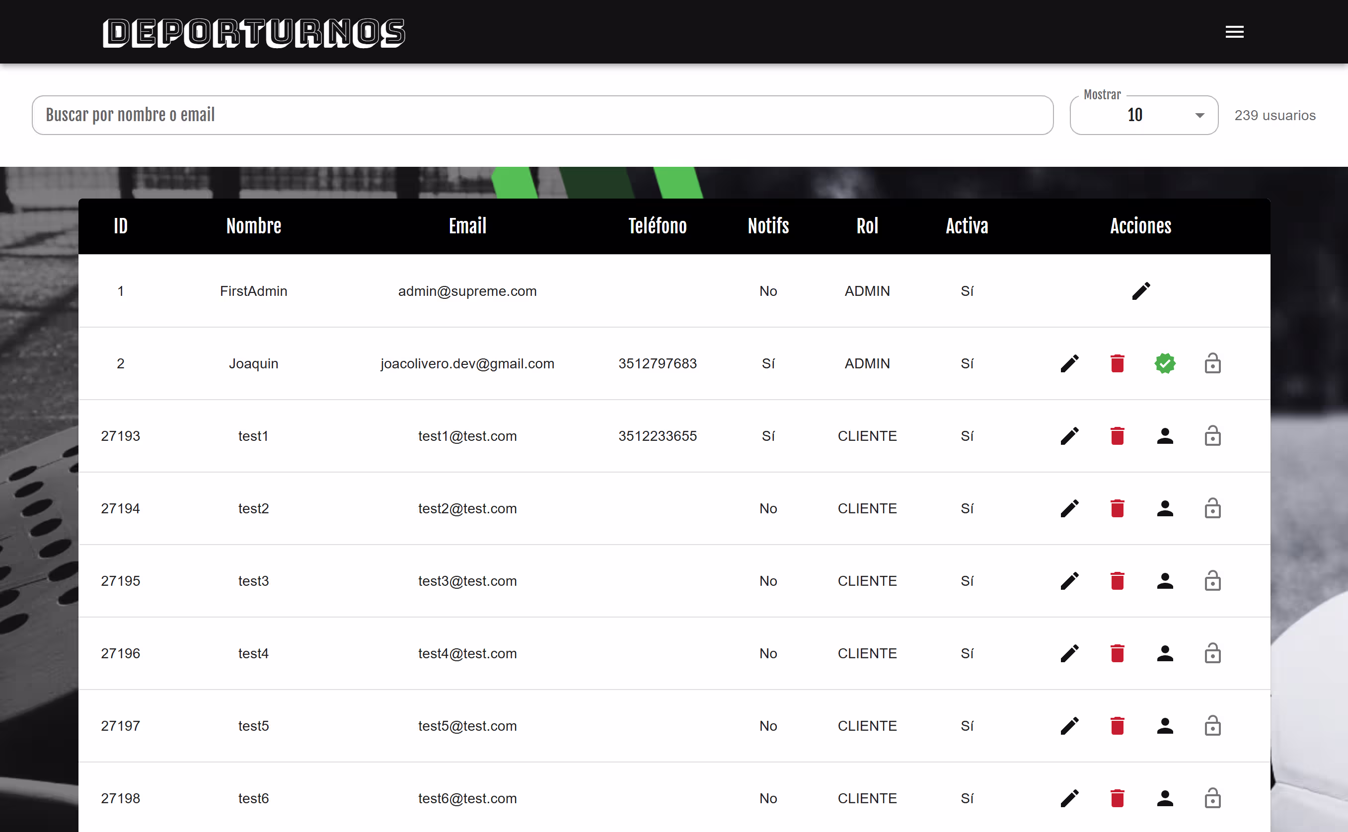 Captura de pantalla en escritorio #2 de Deporturnos